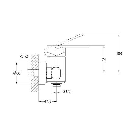 Смеситель для душа G.Lauf NOB5-A128, хром