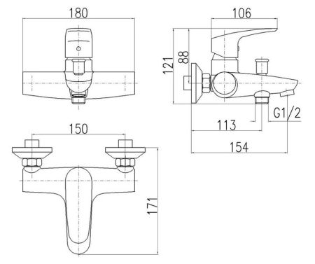 Смеситель для ванны Rav Slezak Amur AM754.5