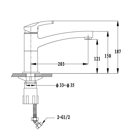 Смеситель для кухни GranFest 2523, графит, артикул 2523 графит
