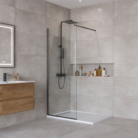Душевая перегородка BELBAGNO KRAFT-L-1 арт. KRAFT-L-1-80-C-NERO, артикул KRAFT-L-1-80-C-NERO