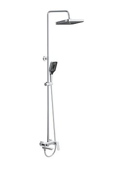 DUE Душевая стойка со смесителем и изливом, оружейная сталь DUE-VSCM-GM