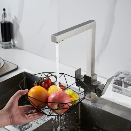 Смеситель для кухни с подключением фильтра Shevanik S148L, сатин, артикул S148L