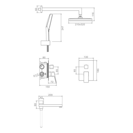 Душевая система встраиваемая Raglo R30.27, хром