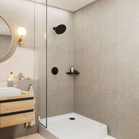 Держатель верхнего душа, Hansgrohe, Vernis Blend, вид-настенный, вынос, мм-240, цвет-черный матовый, артикул 27809670