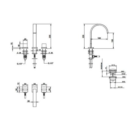 Bongio Domino Смеситель для раковины на 3 отв, цвет хром, артикул 43501CRDA