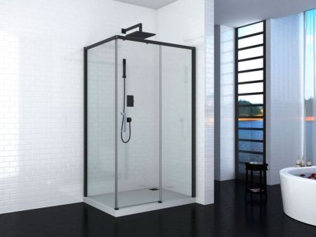 Душевой уголок Cerutti SPA Vito 110x80 B R профиль Черный стекло прозрачное, артикул VITO110B-R