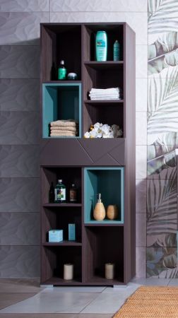 Шкаф пенал Бриклаер Кристалл 60 подвесной Ясень Анкор темный Муссон