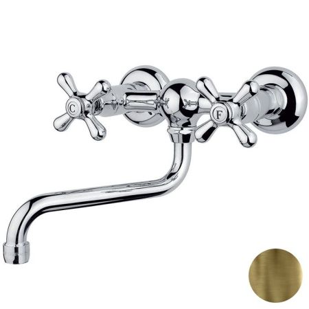 Nicolazzi Nuova Brenta Смеситель для раковины с 2мя ручками, настенный, цвет: бронза, артикул 2505BZ