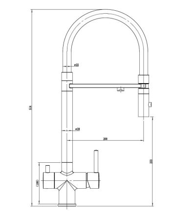 Смеситель для кухонной мойки DQ с фильтром графит (DA1462506Grey), артикул DA1462506Grey