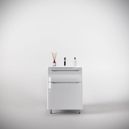 Тумба напольная "Марелла 60" (2 ящ.) Люкс антискрейтч белый глянец, PLUS, артикул СС-00002396