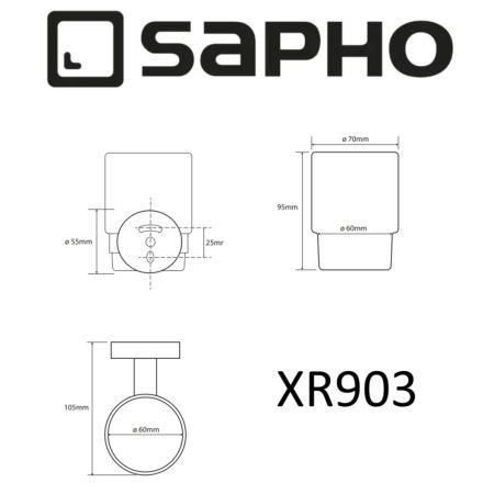 Стакан X-ROUND одинарный для зубных щёток с держателем, 70x95x105 мм, хром, Sapho