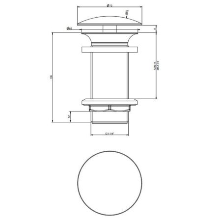 Gessi Донный клапан свободного слива 1 1/4”, без перелива, цвет: хром