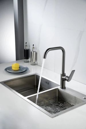 Смеситель для кухни Knotlor KN-61/GM, вороненая сталь, артикул KN-61/GM