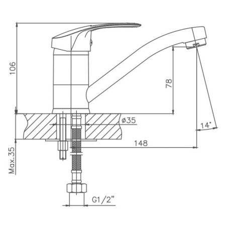 Смеситель для кухни Cron CN4539, хром, артикул CN4539