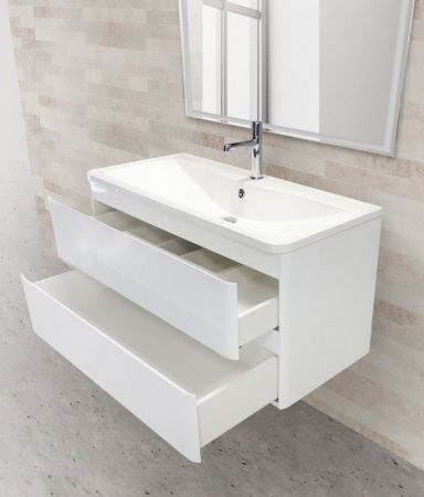 Тумба под раковину BelBagno ALBANO-900-2C-SO-BL подвесная Bianco Lucido, артикул ALBANO-900-2C-SO-BL