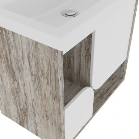 Тумба под раковину Runo Сити 70 4620750028787 подвесная Скандинавский Дуб Белая