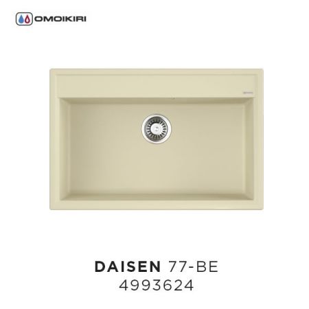 Мойка, OMOIKIRI, Daisen, ширина, мм-770, глубина, мм-510, высота, мм-210, тип установки-встраиваемый, отверстия для смесителя-5 промаркированных, с переливом, сифон и донный клапан в комплекте, автоматический донный клапан приобретается отдельно, материал, артикул 4993624
