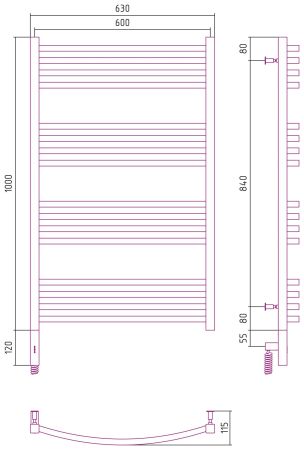 Полотенцесушитель электрический АРКУС 3.0 1000х600 МЭМ левый (Белый), артикул 12-5704-1060