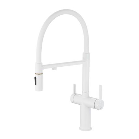 Смеситель для кухни с подключением фильтра для воды Rose R458C, белый