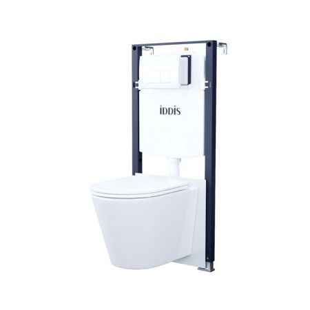 Комплект 3в1: подвесной унитаз, инсталляция и клавиша смыва белая, Basic, IDDIS (BASC030i73), артикул BASC030i73