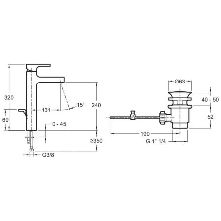 Смеситель для раковины  JACOB DELAFON STRAYT E37329-CP (хром, L-13,1 H-24), шт, артикул E37329-CP