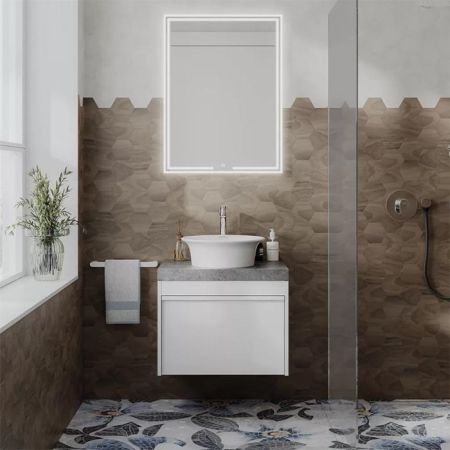 Зеркало MIO прямоугольное с диммером 60, белое, артикул MIO.mi.60\WHT