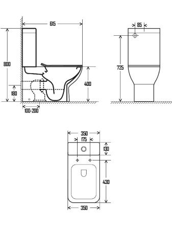AQM1004 Унитаз напольный Rimless с сиденьем SoftClose, горизонтальный выпуск. 615x350x410мм AQM1004 Унитаз напольный Rimless с сиденьем SoftClose, горизонтальный выпуск. 615x350x410мм
