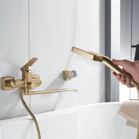 Смеситель для ванны Shevanik S9922G, золотой сатин, артикул S9922G