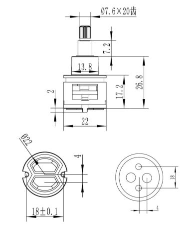 Картридж 22мм Savol для переключателя душа (S-FX06), артикул S-FX06