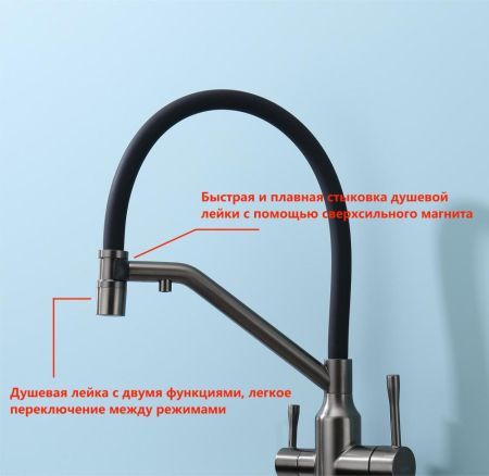 Смеситель для кухни с подключением фильтра Raglo R81.62.09, графит