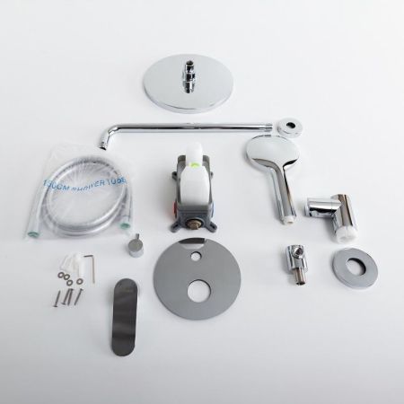 STYLUS-DSET-IN Душевой комплект встраиваемый (смеситель встраиваемый, верхний душ, ручной душ со шлангом, штуцер с держателем), сатин, артикул STYLUS-DSET-IN