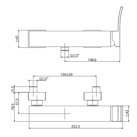 Gattoni ELY Смеситель для душа настенный , выпуск снизу, цвет хром, артикул 8825/88C0cr