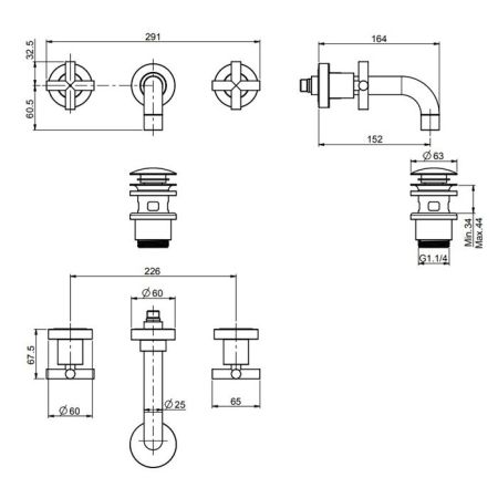 Внутренняя часть, Fima Carlo Frattini, назначение-смеситель для раковины, артикул F2230