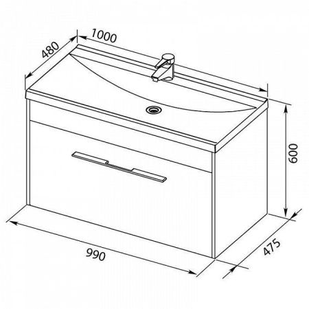 Раковина для тумбы Aquanet Нота 100 NEW, артикул 00204096