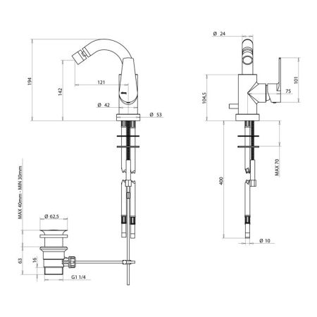 Bongio Pi7 Смеситель для биде, цвет хром, артикул 07582CRPR