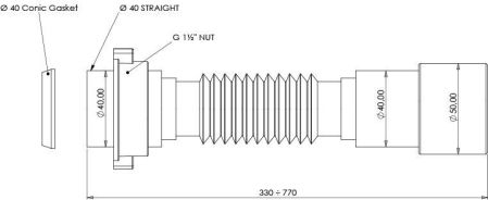 Гибкое соединение Aquanet 40 x 40/50мм, артикул 00342069
