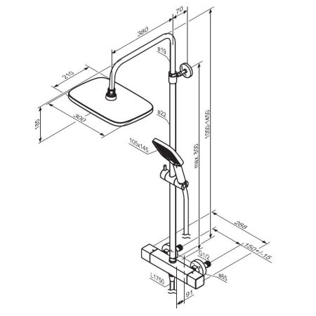 953800300 Gala душевая система с душевым ТМС смесителем, чёрный, артикул 953800300