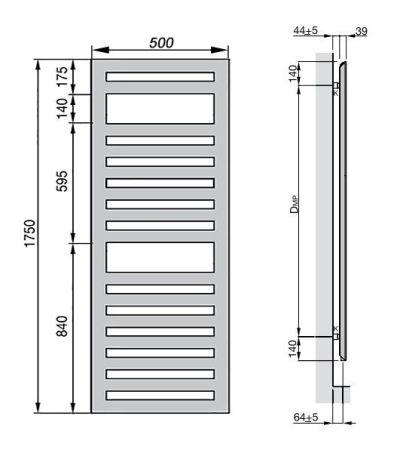 Водяной полотенцесушитель Zehnder Metropolitan Spa MET-180-050 Белый, артикул MET-180-050