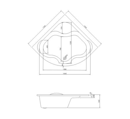 Акриловая ванна Lavinia Boho Aveo 37040150, усиленный армированный корпус ванны, 150x150 см