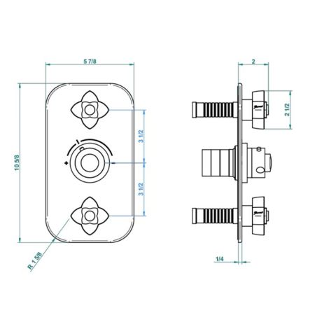 THG General items Встраиваемая  часть термостата на 3/4" с 2-мя вентилями