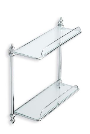 Stil Haus Elite, стеклянная 2-х уровневая полка с ограждением, цвет хром, артикул EL694ELITE(08)