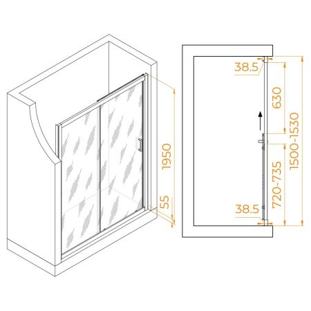 Душевая дверь RGW PA-016 (Матовое-Сатинат, 1500), артикул 350801615-21
