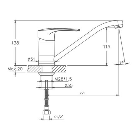 Смеситель для кухни Cron CN4966, хром, артикул CN4966
