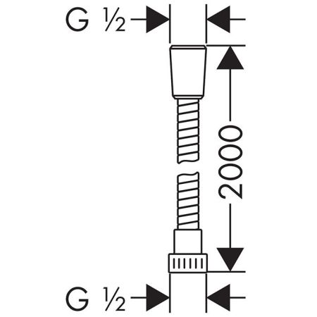 Шланг для душа, Hansgrohe, Metaflex, длина шланга, мм-2000, материал-пластик, стандарт подвода воды-1/2", цвет-хром, артикул 28264000