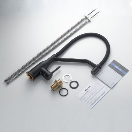 Смеситель для кухни с гибким изливом Shevanik S343H-3, черный