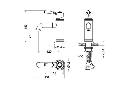 Смеситель для раковины 72, без донного клапана AQUATEK, матовый черный AQ1510MB КЛАССИК, артикул AQ1510MB
