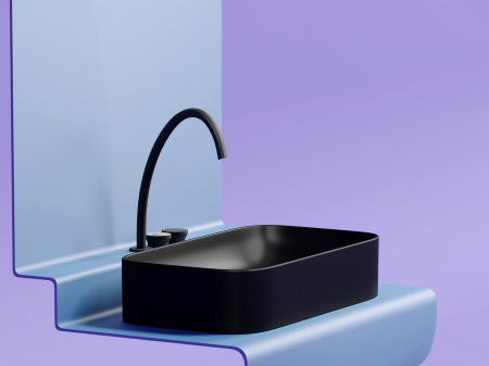 Умывальник чаша накладная прямоугольная (цвет Черный Матовый) Элемент (Element) 705x380x122мм, артикул CN6054MB