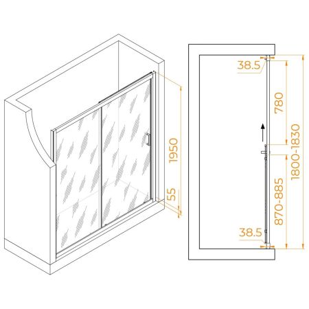 Душевая дверь RGW PA-016B (Прозрачное, 1800), артикул 350801618-14