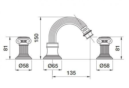 Смеситель для биде на три отверстия CEZARES APHRODITE-BBS2, артикул APHRODITE-BBS2-03/24-Sw