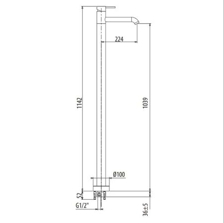 GATTONI CIRCLE TWO Смеситель напольный для раковины, цвет черный матовый, артикул 9109/90NO